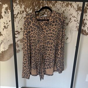 Crazy Train Leopard Print Button-Down Shirt